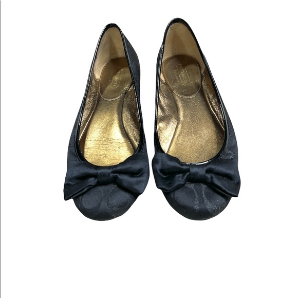 EUC Coach Black Ballet Flats with Bow - Picture 1 of 7